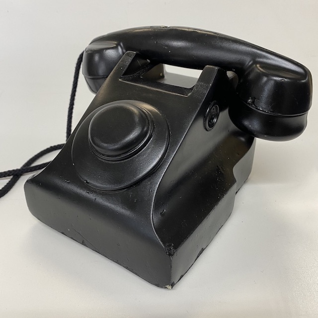 PHONE, Telephone 1940s Black Plastic Moulded